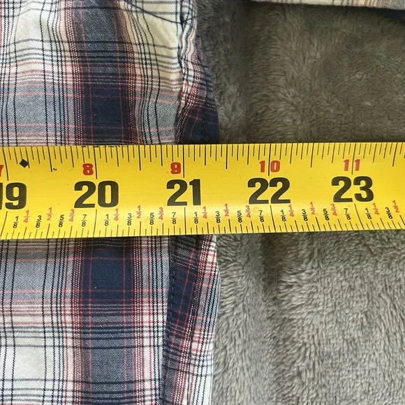 J Crew Shirt Mens L Red White Blue Plaid Button Down Slim Mercantile Flex - Picture 4 of 5